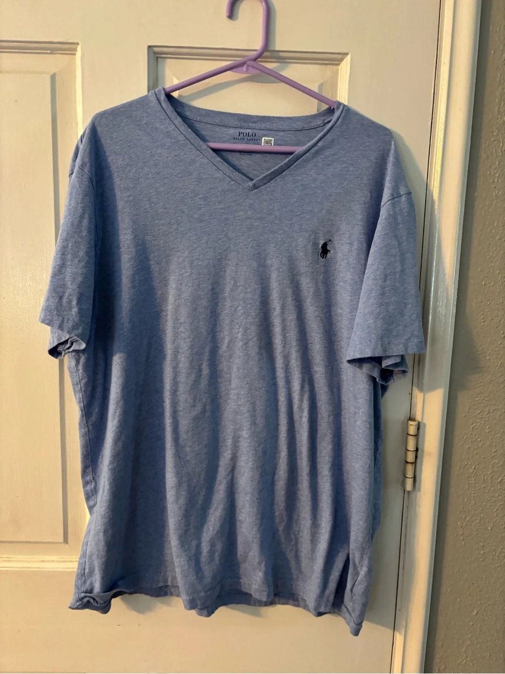 Polo Ralph Lauren Men's Blue Solid Logo V-Neck Short Sleeve T-Shirt XXL